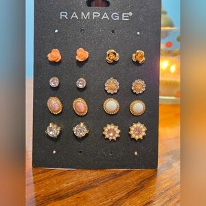 Rampage Gold and Pink Earring Collection (8 Pairs)